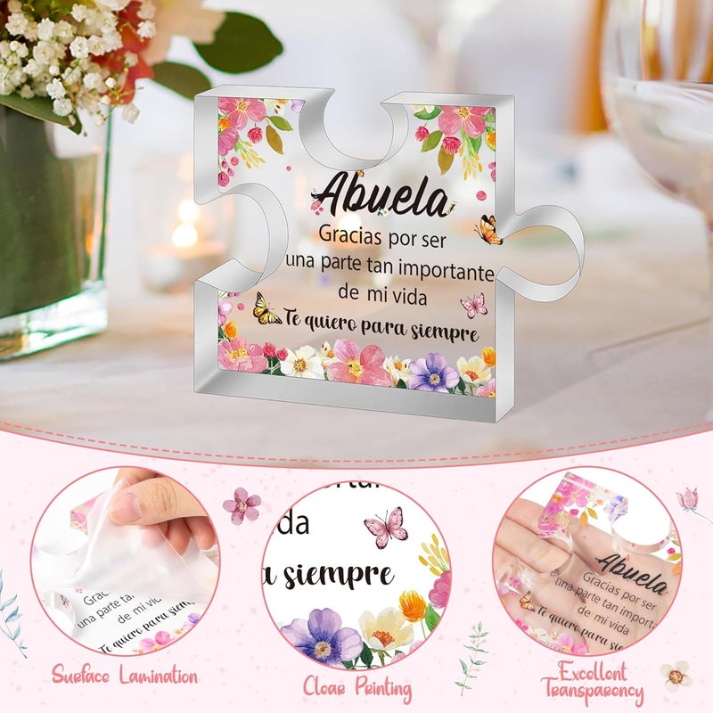Yopyame Spanish Grandma Birthday Gifts - Regalos para Abuela Acrylic Puzzle Plaque Keepsake Paperweights Gifts for Grandma in Spanish Christmas Mothers Day Gift for Grandma from Granddaughter Grandson - Image 3